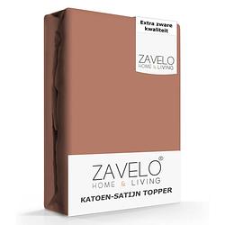 Foto van Zavelo deluxe katoen-satijn topper hoeslaken bruin-lits-jumeaux (160x200 cm)