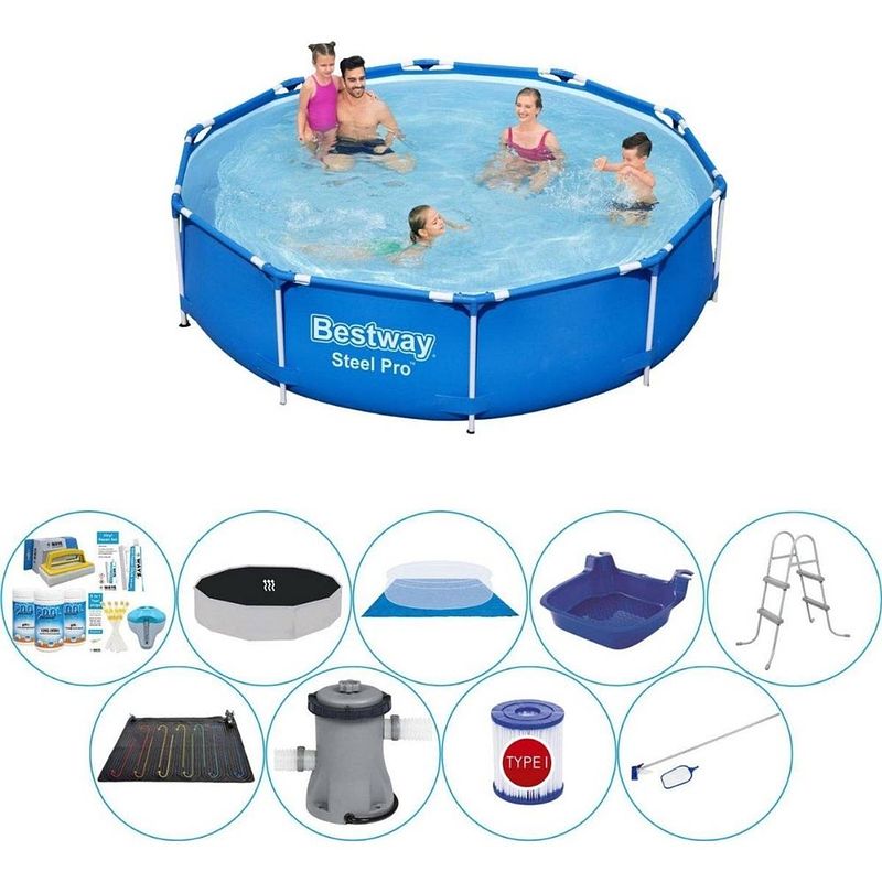 Foto van Bestway steel pro rond 305x76 cm - deluxe zwembad pakket