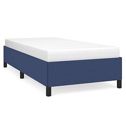 Foto van The living store bedframe - blauw - 203 x 93 x 35 cm - stof en multiplex