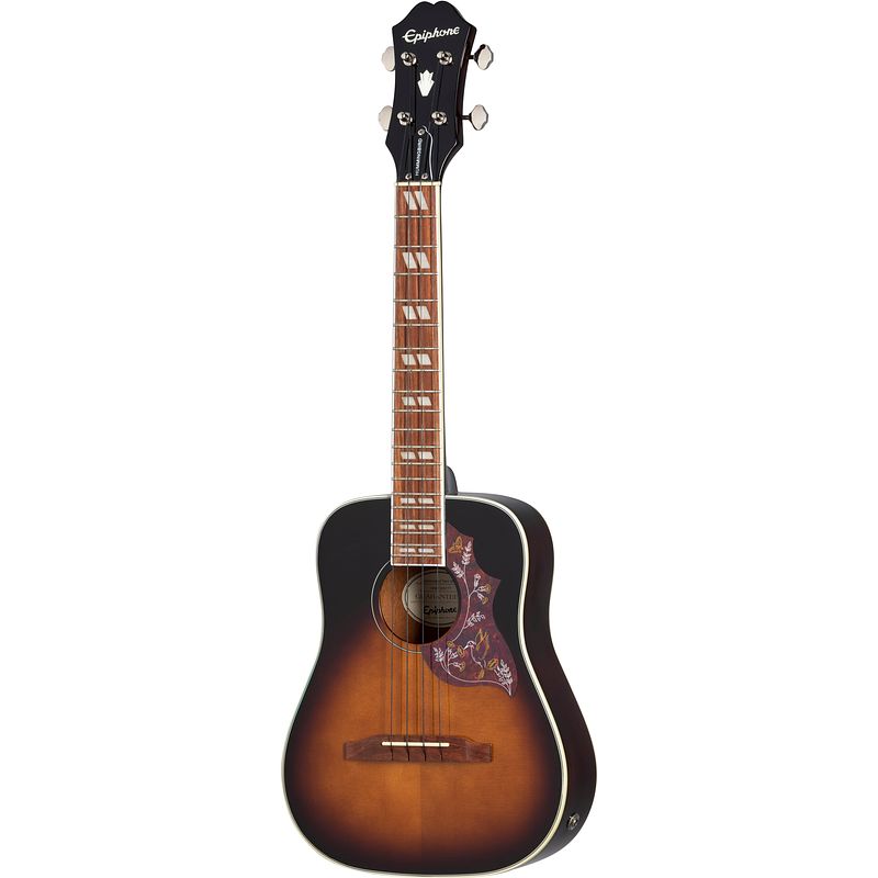 Foto van Epiphone hummingbird studio ukulele tenor tobacco sunburst