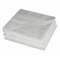 Foto van 25x stuks witte servetten 33 x 33 cm - papieren wegwerp servetjes - wit versieringen/decoraties