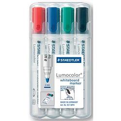 Foto van Staedtler lumocolor whiteboardmarker etui van 4 stuks in geassorteerde kleuren