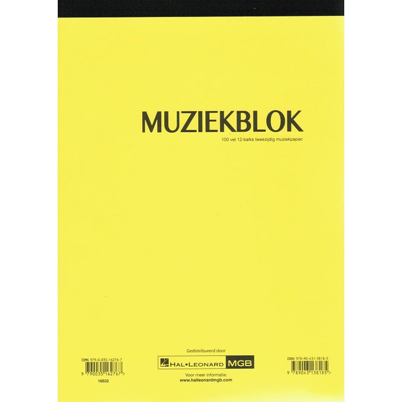 Foto van Hal leonard muziekblok 100 vel 12-balks tweezijdig muziekpapier