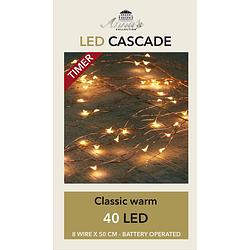 Foto van Cascade draadverlichting lichtsnoer met 40 lampjes classic warm wit op batterijen - lichtsnoeren