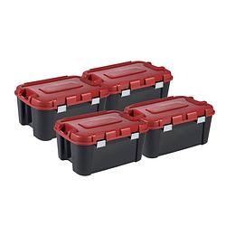 Foto van Keter totem opbergbox - 60 l - set van 4 - zwart/rood