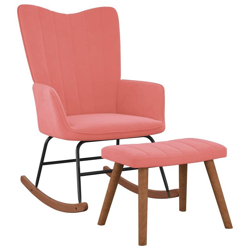 Foto van Vidaxl schommelstoel met voetenbank fluweel roze