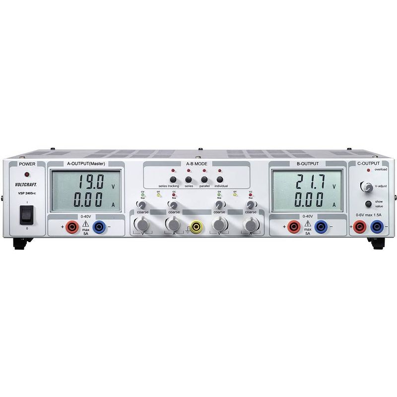 Foto van Voltcraft vsp 2405 labvoeding, regelbaar 0.1 - 40 v/dc 0 - 5 a 409 w aantal uitgangen: 3 x