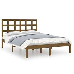 Foto van The living store bedframe grenenhouten king size 150x200 cm - honingbruin