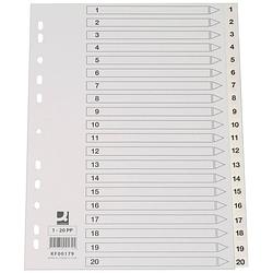 Foto van Q-connect tabbladen set 1-20, met indexblad, ft a4, wit 25 stuks