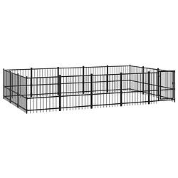 Foto van The living store hondenhok hondenkennel - 485x291x100 cm - stalen stangen - gepoedercoat staal - zwart