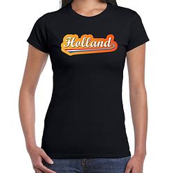 Foto van Zwart fan shirt / kleding holland met nederlandse wimpel ek/ wk voor dames m - feestshirts