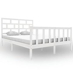 Foto van The living store bedframe - grenenhout - 205.5 x 165.5 x 69.5 cm - wit