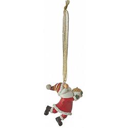 Foto van House of seasons ornament kerstman 17 x 8 cm keramiek rood/wit