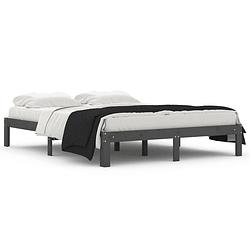 Foto van Vidaxl bedframe massief hout grijs 150x200 cm 5ft king size