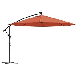 Foto van The living store hangende parasol - led-verlichting - uv-beschermend - 350 x 290 cm - terracotta