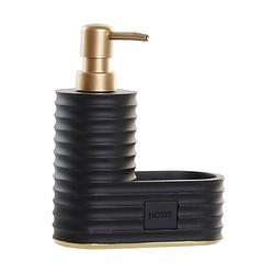 Foto van Casa di elturo zeep pompje/dispenser met beker & sponsje - zwart\goud