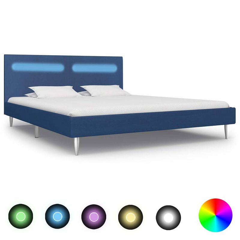 Foto van Vidaxl bedframe met led stof blauw 180x200 cm