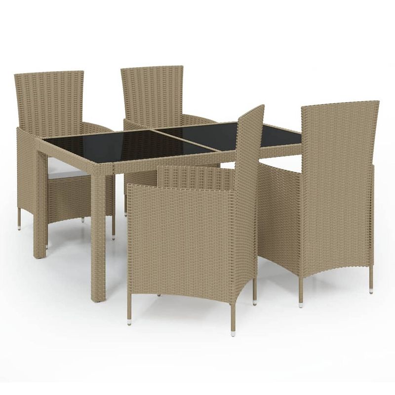 Foto van Vidaxl 5-delige tuinset met kussens poly rattan beige