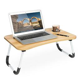 Foto van Laptoptafel met bekerhouder en tablethouder - laptopstandaard - schoottafel - bedtafel - 60x40x25 cm