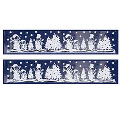 Foto van 2x stuks velletjes kerst raamstickers sneeuw landschap 12,5 x 58,5 cm - feeststickers