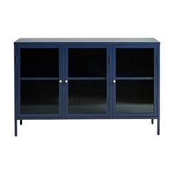 Foto van Bronco dressoir 3 glazen deuren blauw.