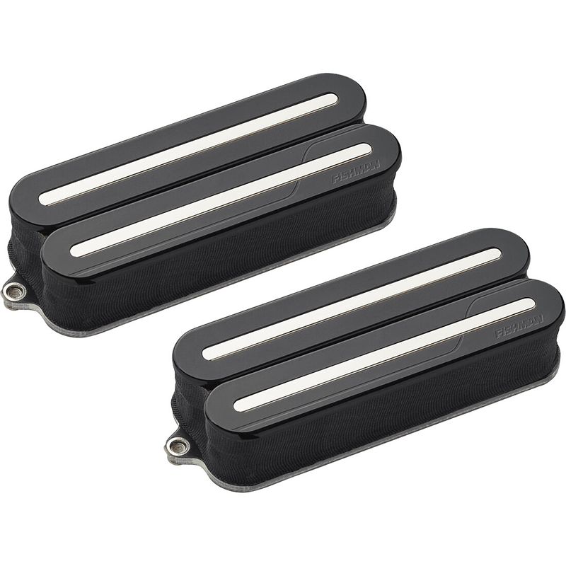 Foto van Fishman prf-mo8-sbn fluence open core modern humbucker set 8-string black / nickle rails actieve elementenset