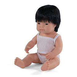 Foto van Miniland babypop jongetje met vanillegeur 38 cm wit pak
