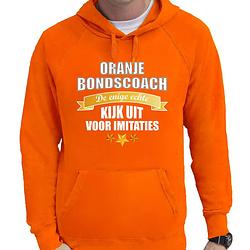 Foto van Oranje fan hoodie / sweater met capuchon holland de enige echte bondscoach ek/ wk voor heren s - feesttruien