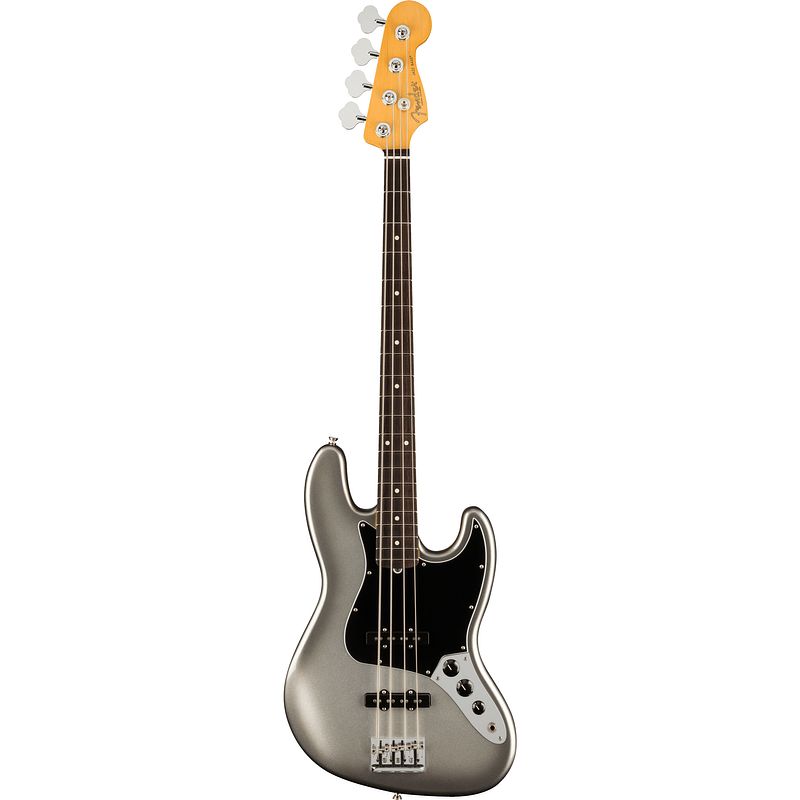 Foto van Fender american professional ii jazz bass mercury rw elektrische basgitaar met koffer