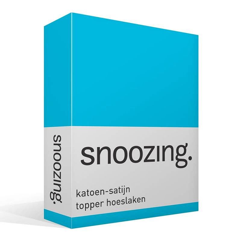 Foto van Snoozing - katoen-satijn - topper - hoeslaken - 120x220 - turquoise