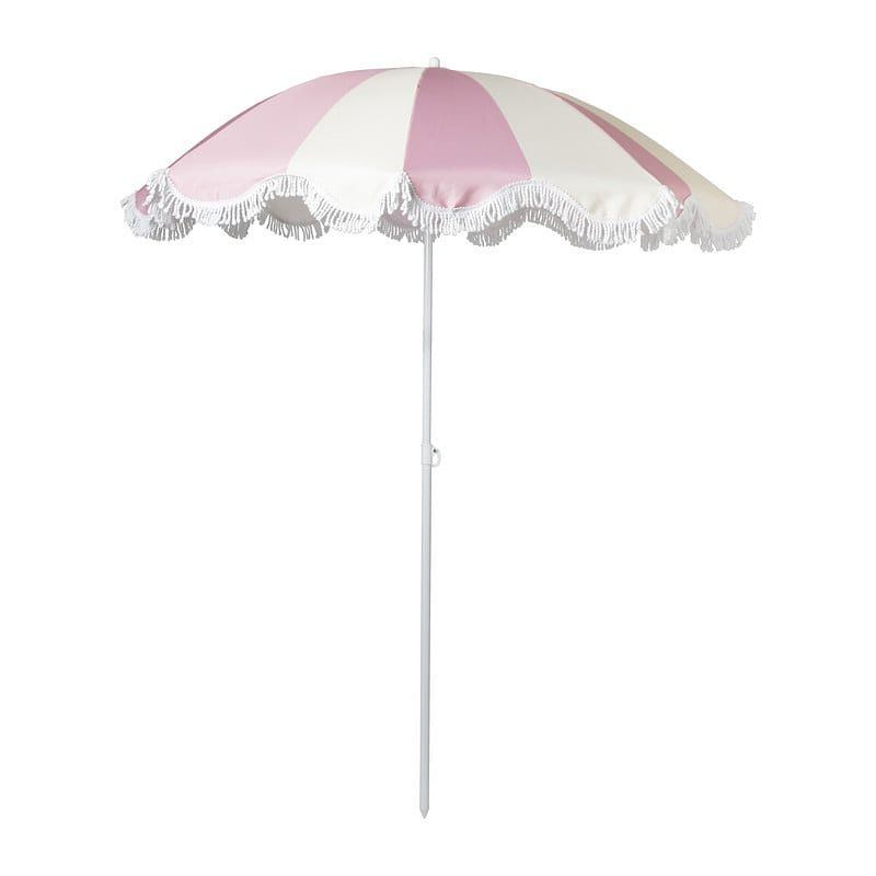 Foto van Parasol gestreept - roze/beige - ø160x180 cm