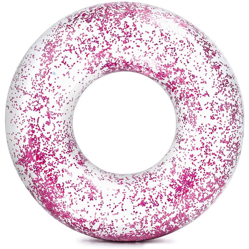 Foto van Intex opblaasbare roze glitter zwemband/zwemring transparant 120 cm - zwembanden