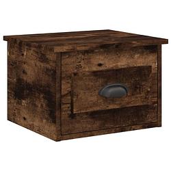 Foto van The living store wandgemonteerde nachtkast - gerookt eiken - 41.5 x 36 x 28 cm - duurzaam hout