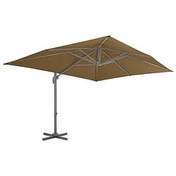 Foto van The living store hangende parasol - uv-beschermend polyester - 400 x 300 x 268cm - taupe