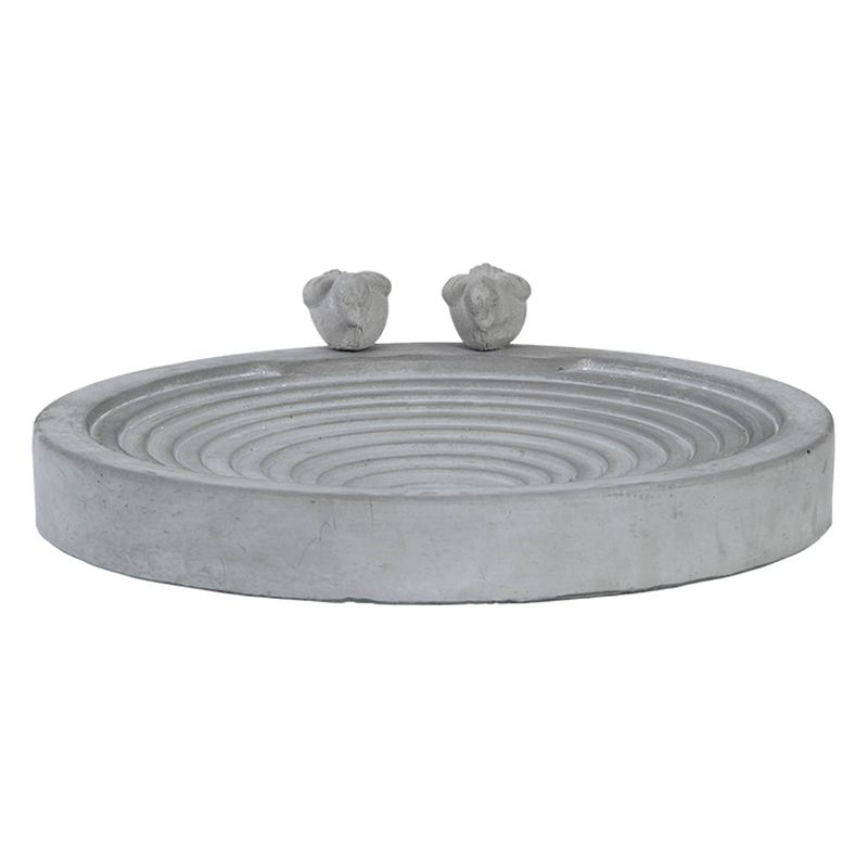 Foto van Esschert design vogelbad/voederschaal - grijs - beton - d39 x h9 cm - drinkschaal voor tuinvogels - vogelvoederhuisjes