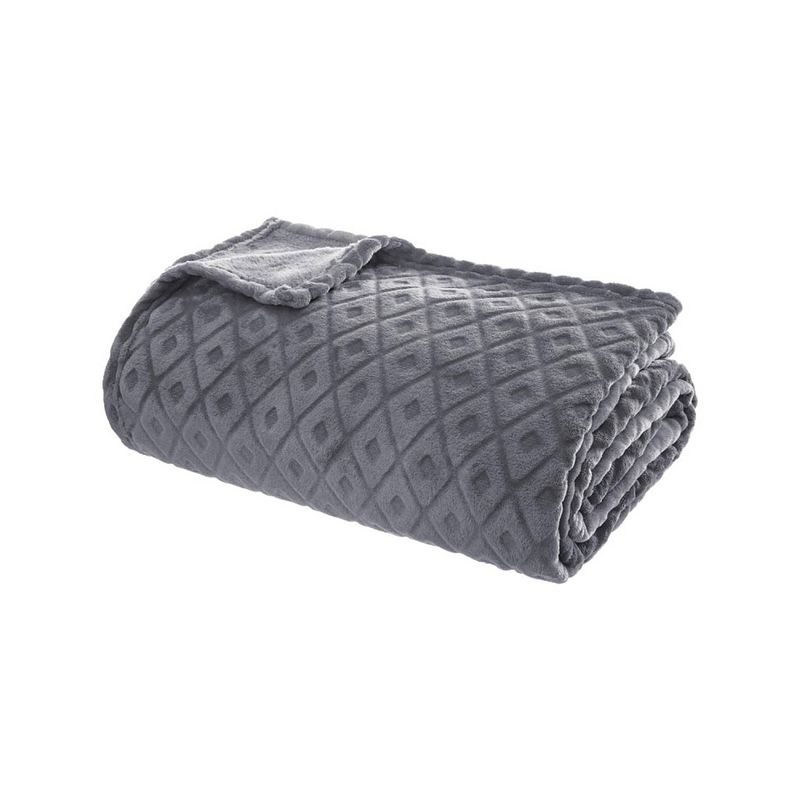 Foto van Casa di elturo flanellen fleece plaid cubic grijs - xl 180 x 230 cm