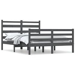 Foto van Vidaxl bedframe massief grenenhout grijs 120x200 cm