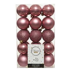 Foto van 30x stuks kunststof kerstballen oudroze (velvet) 6 cm glans/mat/glitter - kerstbal