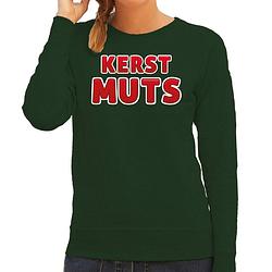 Foto van Bellatio decorations foute kersttrui/sweater voor dames - kerst muts - groen - kerstmuts -feestdagen m - kerst truien