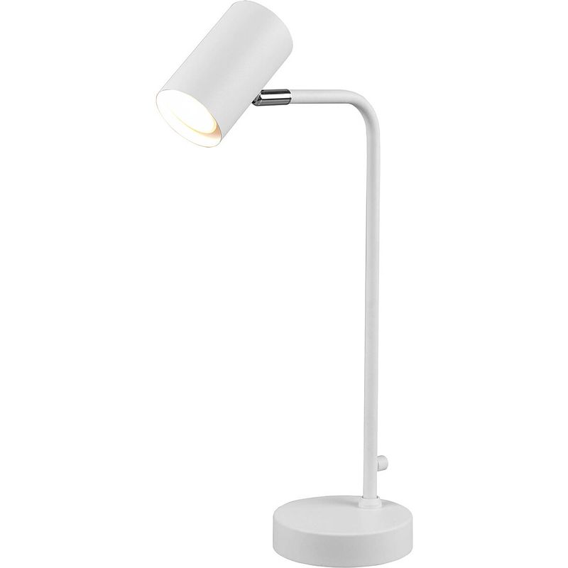 Foto van Led bureaulamp - tafelverlichting - trion milona - gu10 fitting - rond - mat wit - aluminium