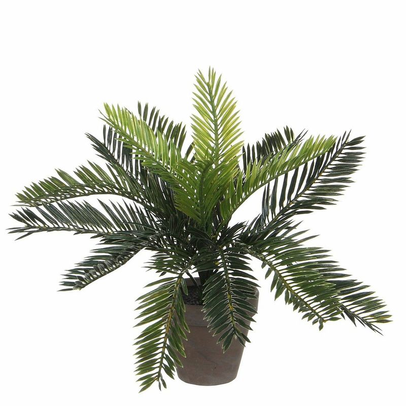 Foto van Groene cycaspalm kunstplant 33 cm met zwarte pot - kunstplanten