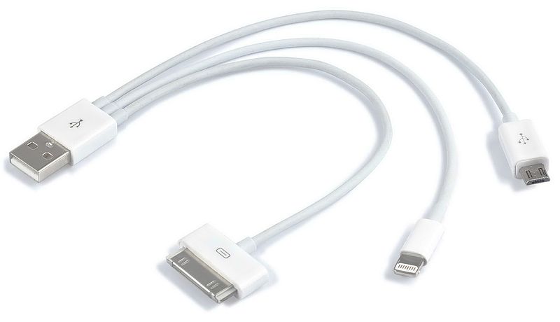 Foto van Handige 3 in 1 usb kabel - apple 30pins, apple lightning en microusb