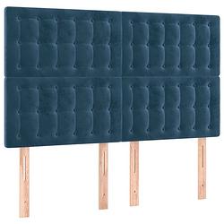 Foto van The living store hoofdbord - hoofdborden - 144 x 5 x 118/128 cm - donkerblauw