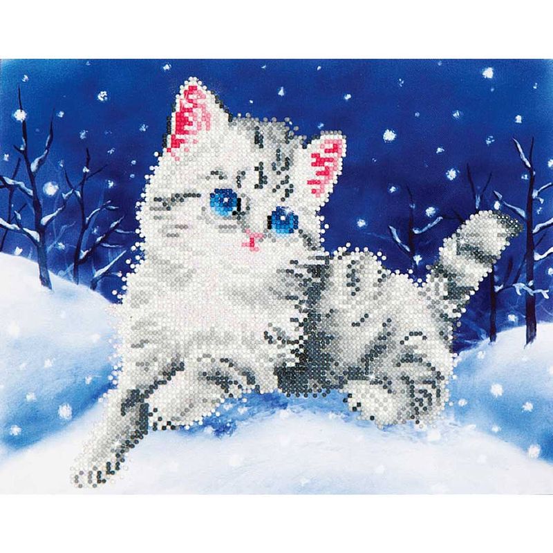 Foto van Diamond dotz hobbyset kitten in de sneew - 28 x 36 cm