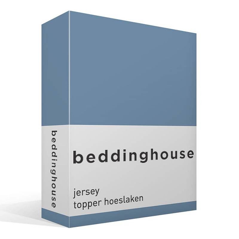 Foto van Beddinghouse jersey topper hoeslaken - 100% gebreide jersey katoen - 2-persoons (140x200/220 cm) - blue