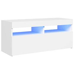 Foto van The living store tv-meubel - led-verlichting - wit - bewerkt hout - 90x35x40cm