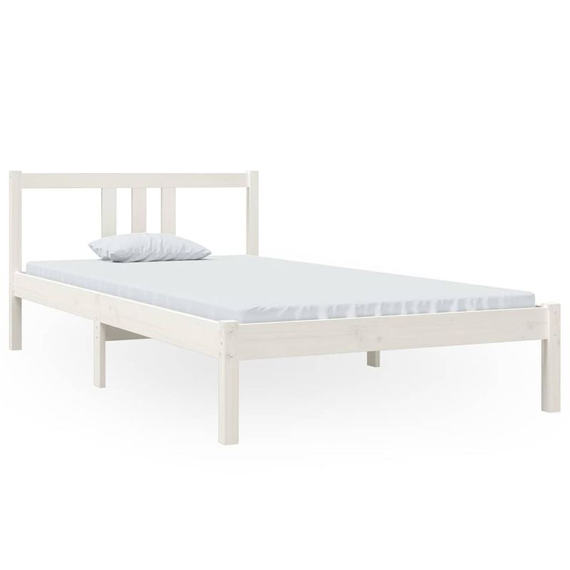 Foto van The living store houten bedframe - eenpersoons - 100 x 200 cm - massief grenenhout - stabiel - comfortabel