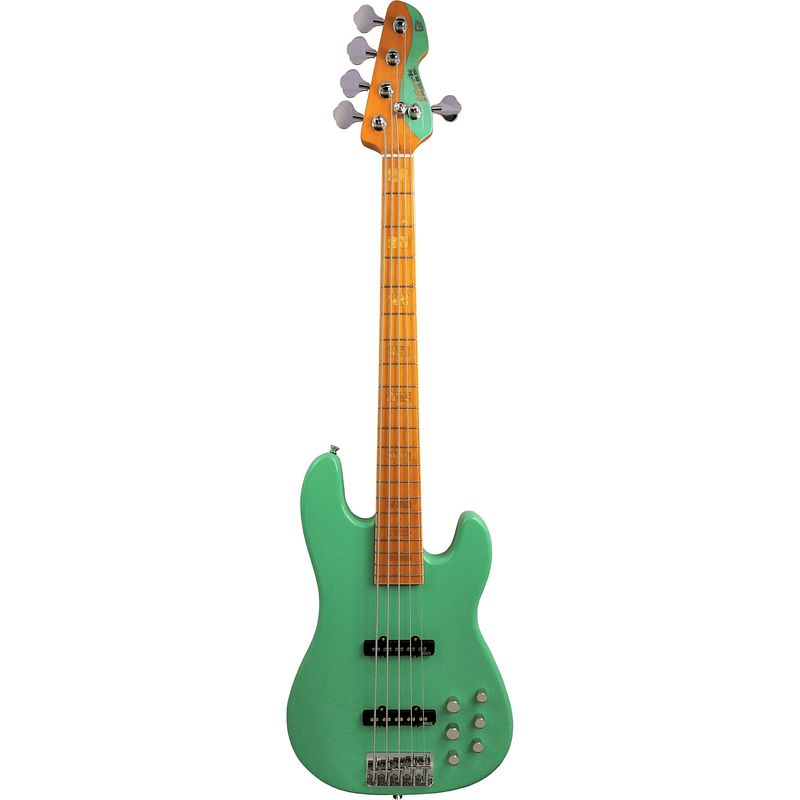 Foto van Markbass mb gv 5 gloxy val surf green cr mp 5-snarige elektrische basgitaar met gigbag