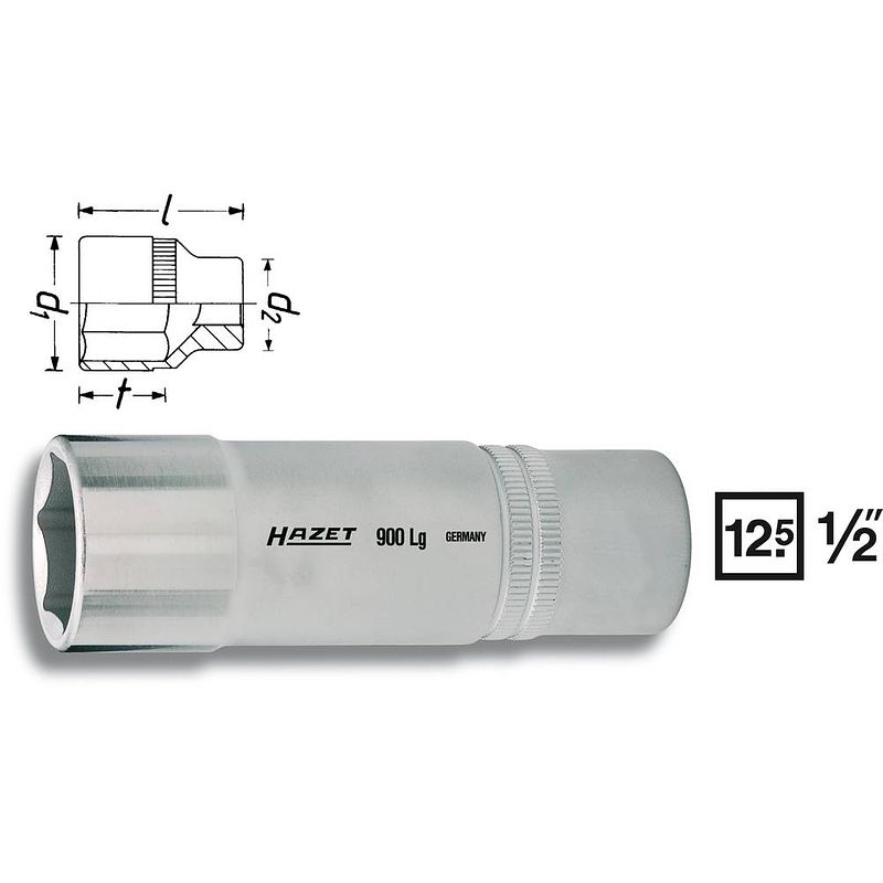 Foto van Hazet 900lg 900lg-16 dop (zeskant) dopsleutelinzetstuk 16 mm 1/2 (12.5 mm)