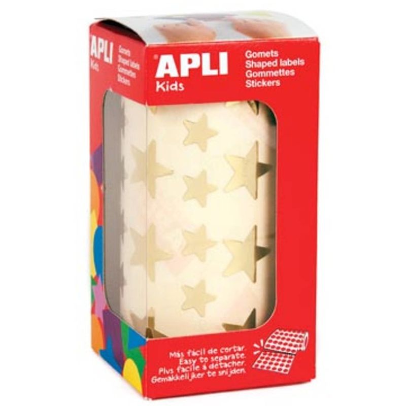 Foto van Apli kids stickers op rol, ster, 2360 stuks, metallic goud